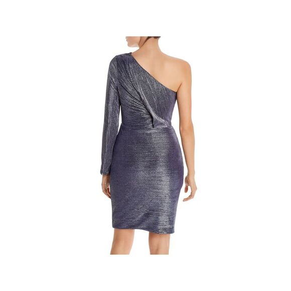 AQUA FORMAL Womens Navy Long Sleeve Above The Knee Cocktail Sheath Dress 4 - Picture 2 of 3